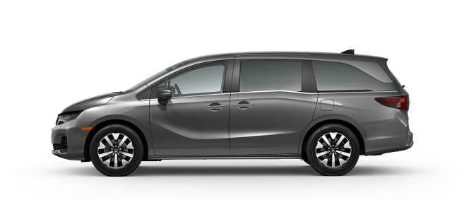 Driver-side profile view of the 2026 Honda Odyssey EX in Modern Steel Metallic.
